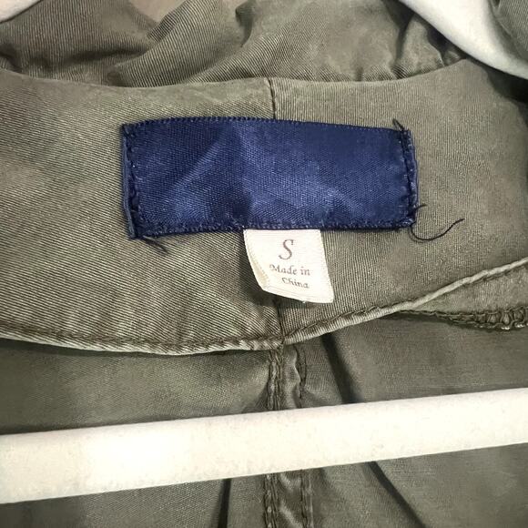 Francesca’s Blue Rain Olive Green Twill Utility Jacket Snap Buttons, Small S / M - Picture 12 of 14